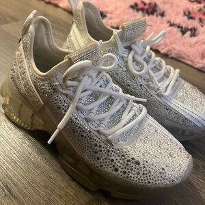 Steve Madden White Rhinestone Sneakers